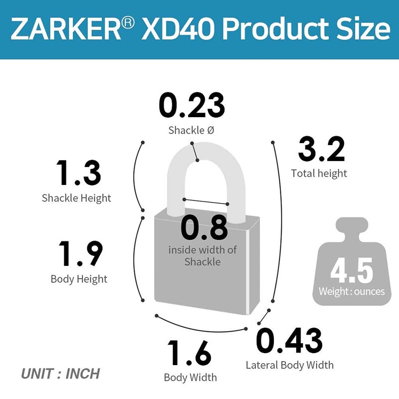 Zarker XD40 Combination Lock, 4 Digit Padlock for School Gym Sports Locker, Fence, Toolbox, Case, Hasp Storage (1-Pack, Emerald) - Image 4
